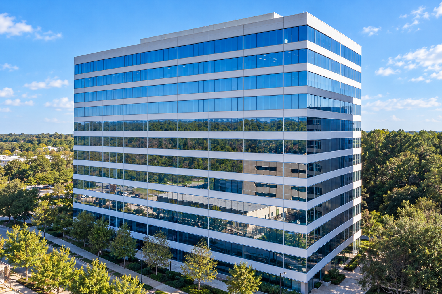 1725 Hughes Landing office building in The Woodlands, Texas — edited architectural image