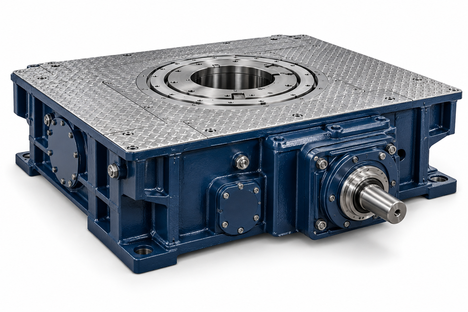 Illustrative navy and steel drilling rotary table